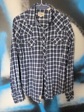 Vintage Stetson Blue and Green Plaid Shirt